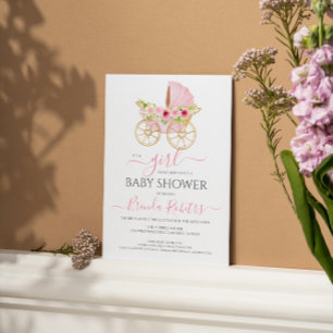 Det är en flicka blommigt baby crib inbjudningar