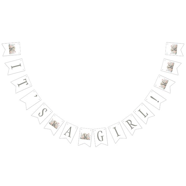 Det är en flicka! Blommigt Elephant Baby Shower Vimplar (Alla)