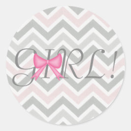 Det är en flicka! Bow Thated Sticker Runt Klistermärke