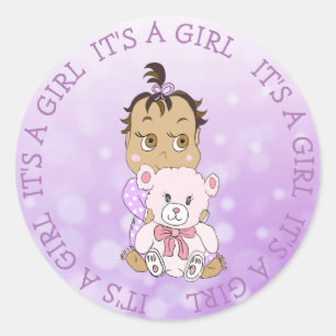 Det är en flicka Cute Baby och Nalle Runt Klistermärke