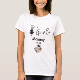 Det är en flicka! Cute Black Cat och Bok Mamma to  T Shirt