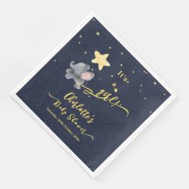 Det är en flicka! Cute Elephant & Balloon Baby Sho Pappersservett