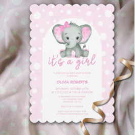 Det är en flicka Cute Rosa Elephant Baby Shower Inbjudningar
