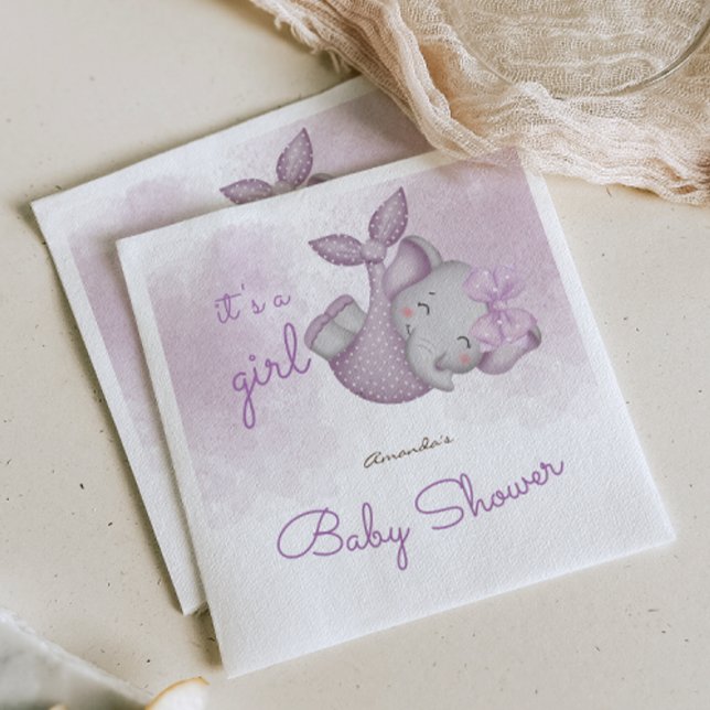 Det är en flicka elefant baby shower för flicka pappersservett (Skapare uppladdad)