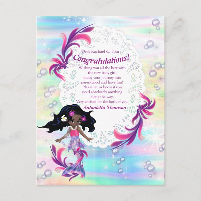 Det är en flicka - en Baby Sjöjungfru Vykort (Framsida)