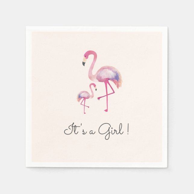 Det är en flicka Flamingo Baby Shower Napkin Pappersservett (Framsidan)