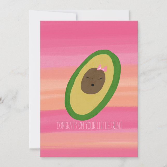 Det är en flicka Gratulerara Baby Avocado Watercol Kort (Framsida)