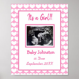 Det är en flicka, Gravid Announcement Ultrasound P Poster