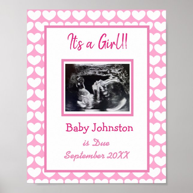 Det är en flicka, Gravid Announcement Ultrasound P Poster (Framsidan)