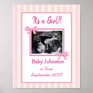 Det är en flicka, Gravid Announcement Ultrasound P Poster