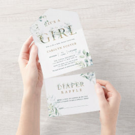 Det är en flicka Guld Baby Shower | Diaper Raffle