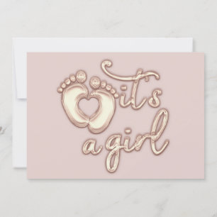 Det är en flicka i Nyfödd bebis, Ro Rosa Heart Fee Inbjudningar
