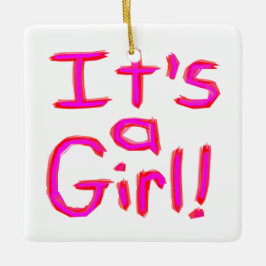 Det är en flicka! julgransprydnad keramik