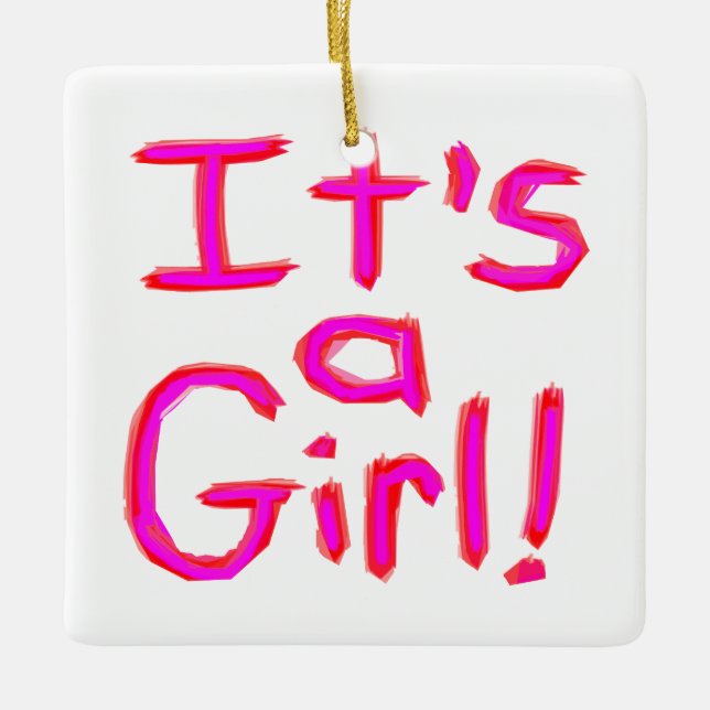 Det är en flicka! julgransprydnad keramik (Framsida)