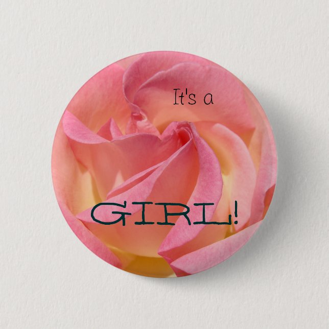 Det är en FLICKA! knapp favoriserar Rosa Rosor Blo (Framsida)