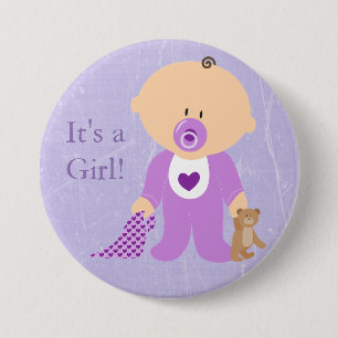 Det är en flicka Lila Baby Button Knapp
