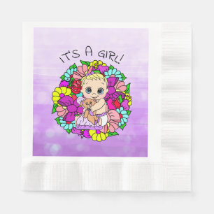 Det är en flicka, Lila Girl Girl Shower Caucasian Pappersservett