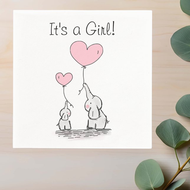 Det är en flicka Mamma Baby Elephant Papper Napkin Pappersservett (Skapare uppladdad)
