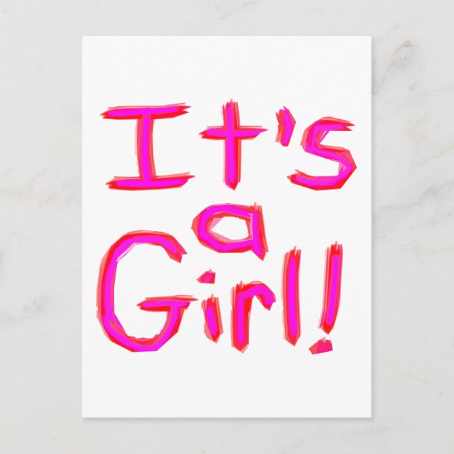 Det är en flicka! meddelande vykort (Framsida)