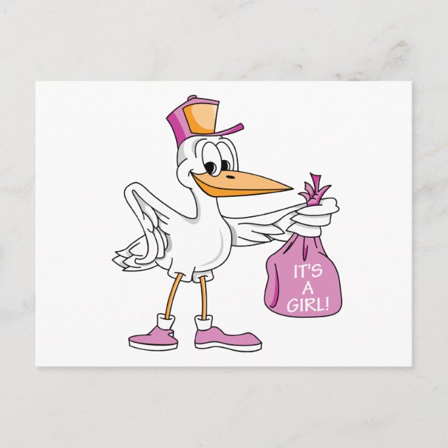 Det är en flicka! meddelande vykort (Framsida)