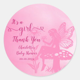 Det är en flicka! Mjölksvamp och blommiga babyskor Runt Klistermärke