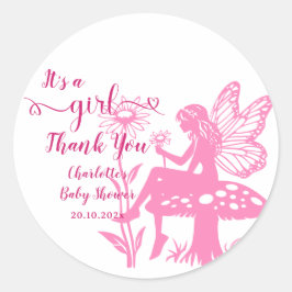 Det är en flicka! Mjölksvamp och blommiga babyskor Runt Klistermärke