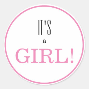 Det är en flicka! Modern Rosa Baby Gender-uppvisni Runt Klistermärke