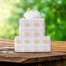 Det är en flicka Nalle Baby Shower Presentpapper