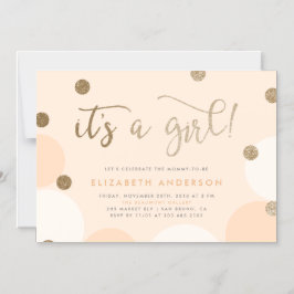 Det är en flicka! | Peach & Guld Confetti Baby Sho Magnetisk Inbjudningskort