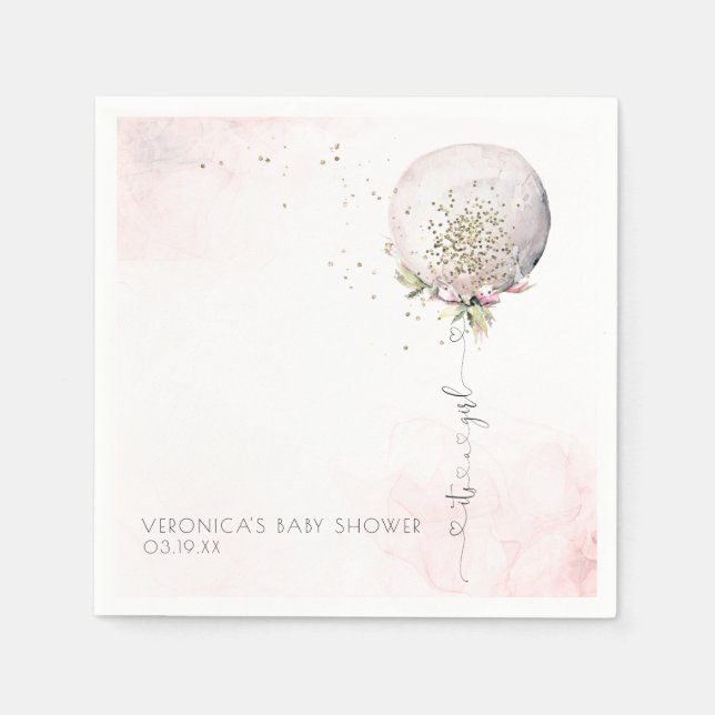 Det är en flicka | Personlig för ballongbabyskor Pappersservett (Framsidan)