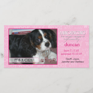 Det är en flicka - Pet Photo Card Meddelande