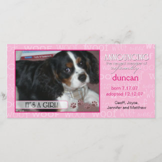 Det är en flicka - Pet Photo Card Meddelande