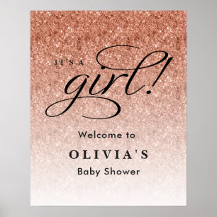 Det är en flicka, Ro Guld Glitter Baby Shower Welc Poster