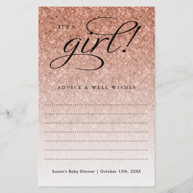 Det är en flicka Ro Guld Ombre Glitter Advice, Öns (Framsida)