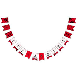 Det är en flicka, röd Ladybug Baby Shower Banner Vimplar