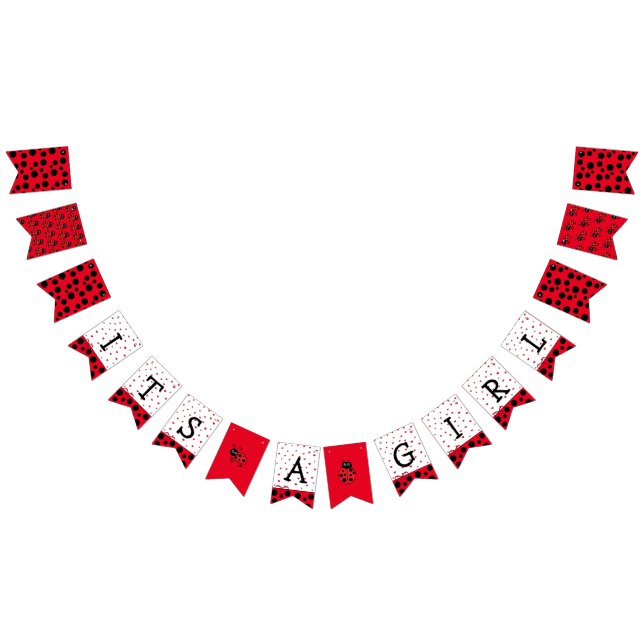Det är en flicka, röd Ladybug Baby Shower Banner Vimplar (Alla)