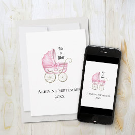 Det är en flicka! Rosa Baby Gravid Meddelande