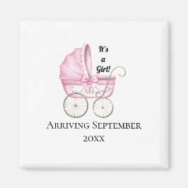 Det är en flicka! Rosa Baby Gravid Meddelande Magnet