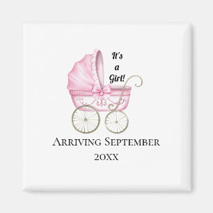 Det är en flicka! Rosa Baby Gravid Meddelande Magnet