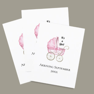 Det är en flicka! Rosa Baby Gravid Meddelande Vykort