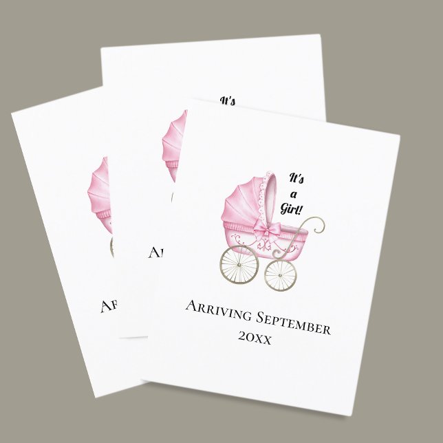 Det är en flicka! Rosa Baby Gravid Meddelande Vykort (Skapare uppladdad)