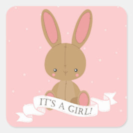 Det är en flicka! Rosa Baby Shower Fyrkantigt Klistermärke