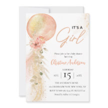 Det är en flicka Rosa Balloon Eucalyptus babydusch