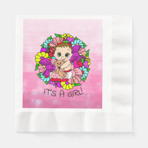 Det är en flicka, Rosa Girl Girl Shower Caucasian Pappersservett