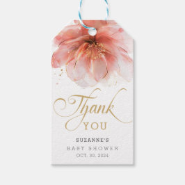 Det är en flicka Rosa Guld Blommig Modern Tacksamh Presentetikett