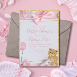 Det är en flicka Rosa Guld Glitter Baby Shower Inbjudningar