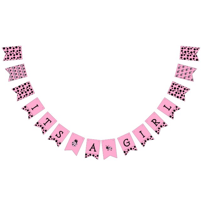 Det är en flicka, Rosa Ladybug Baby Shower Banner Vimplar (Alla)