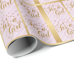 Det är en Flicka-Rosa- och Guld-konfetti-punkt Presentpapper