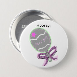 Det är en flicka Rosa Star Baby Rattle Knapp