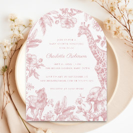 Det är en flicka Rosa Toile Safari Baby Shower Arc Inbjudningar